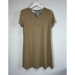 Banana Boat UV Protection Cap Sleeve V-Neck Shift Dress Large Green Pink New